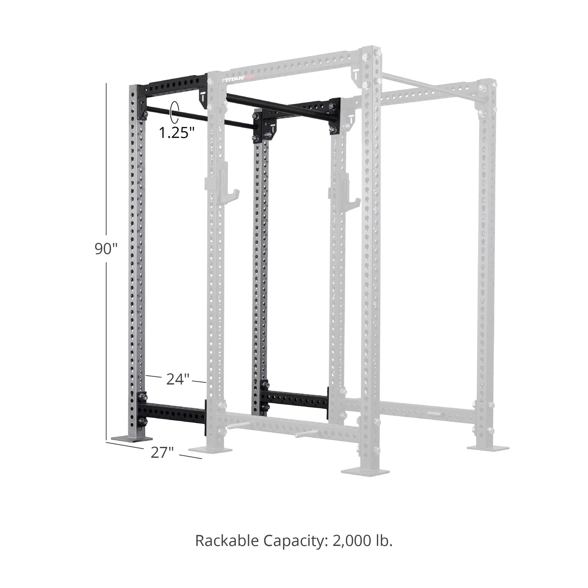 TITAN Series 24" Extension Kit - Extension Color: Silver - Extension Height: 90" - Crossmember: 1.25" Pull-Up Bar | Silver / 90" / 1.25" Pull-Up Bar