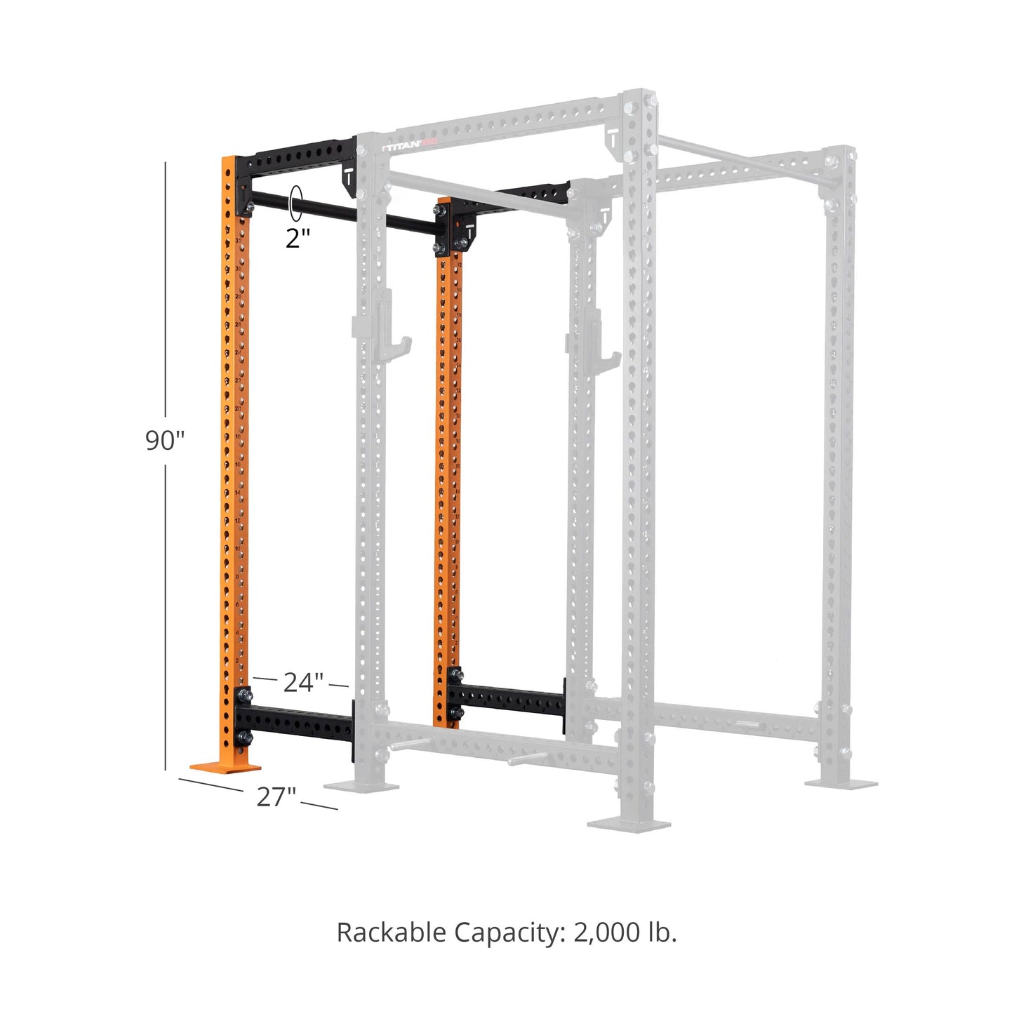 TITAN Series 24" Extension Kit - Extension Color: Orange - Extension Height: 90" - Crossmember: 2" Fat Pull-Up Bar | Orange / 90" / 2" Fat Pull-Up Bar - view 7