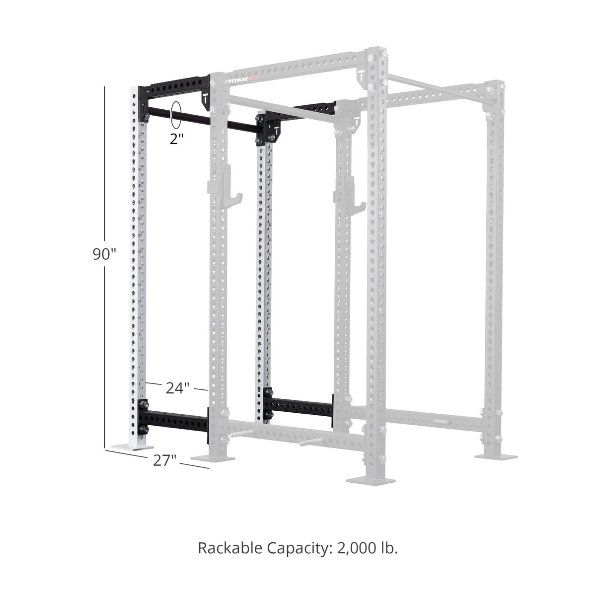 TITAN Series 24" Extension Kit - Extension Color: White - Extension Height: 90" - Crossmember: 2" Fat Pull-Up Bar | White / 90" / 2" Fat Pull-Up Bar