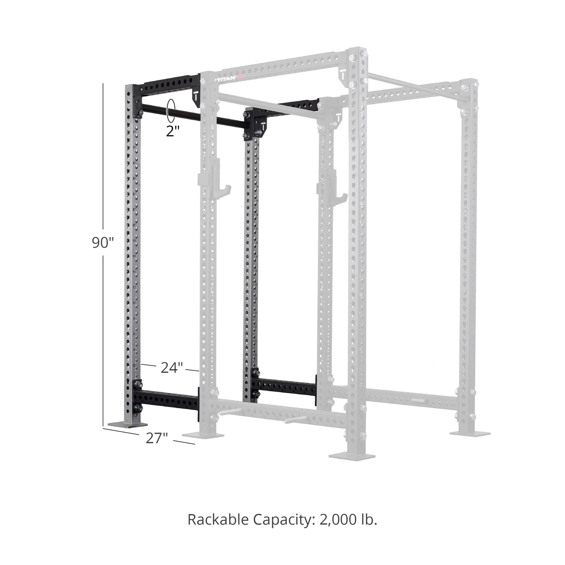 TITAN Series 24" Extension Kit - Extension Color: Silver - Extension Height: 90" - Crossmember: 2" Fat Pull-Up Bar | Silver / 90" / 2" Fat Pull-Up Bar