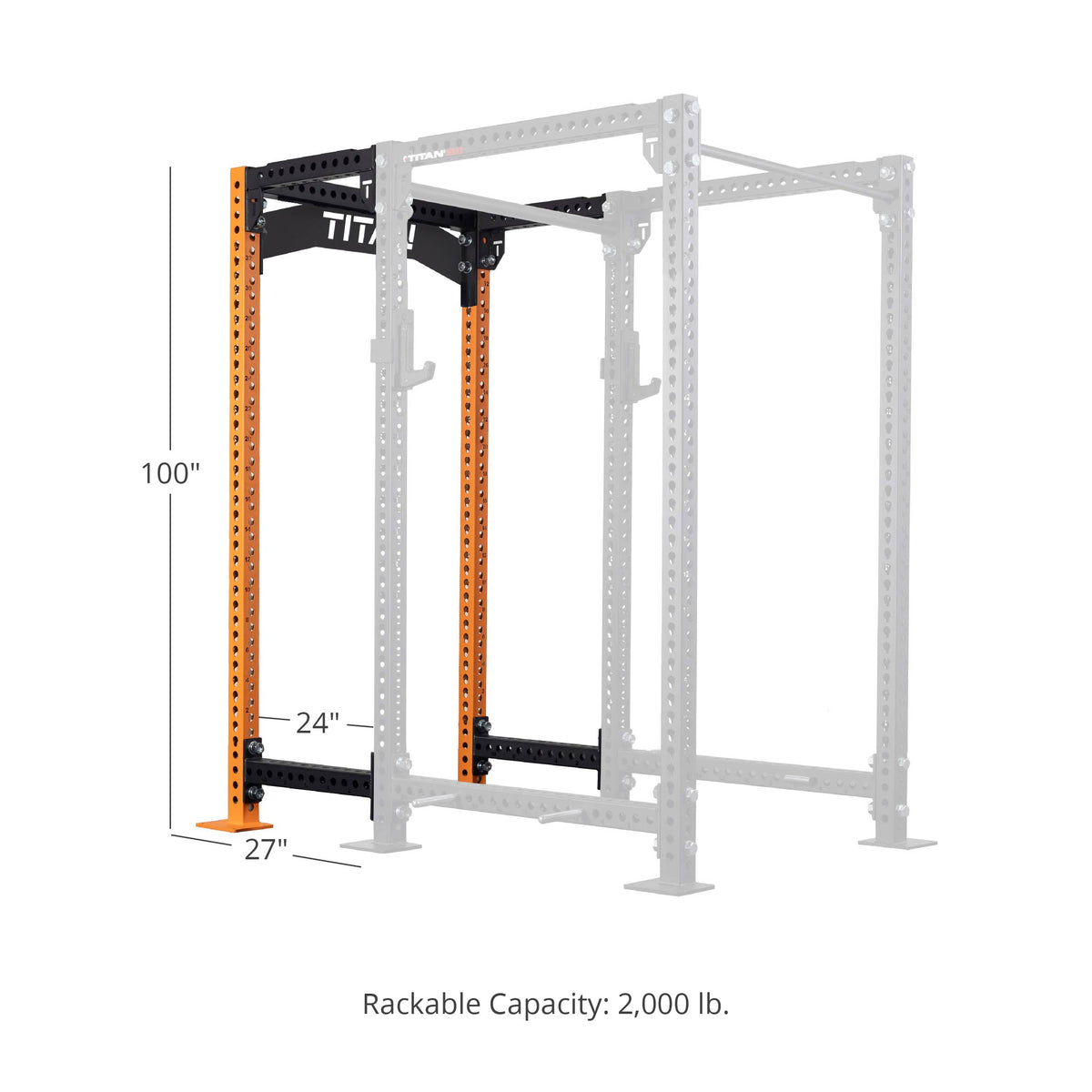 TITAN Series 24" Extension Kit - Extension Color: Orange - Extension Height: 90" - Crossmember: Crossmember Nameplate | Orange / 90" / Crossmember Nameplate