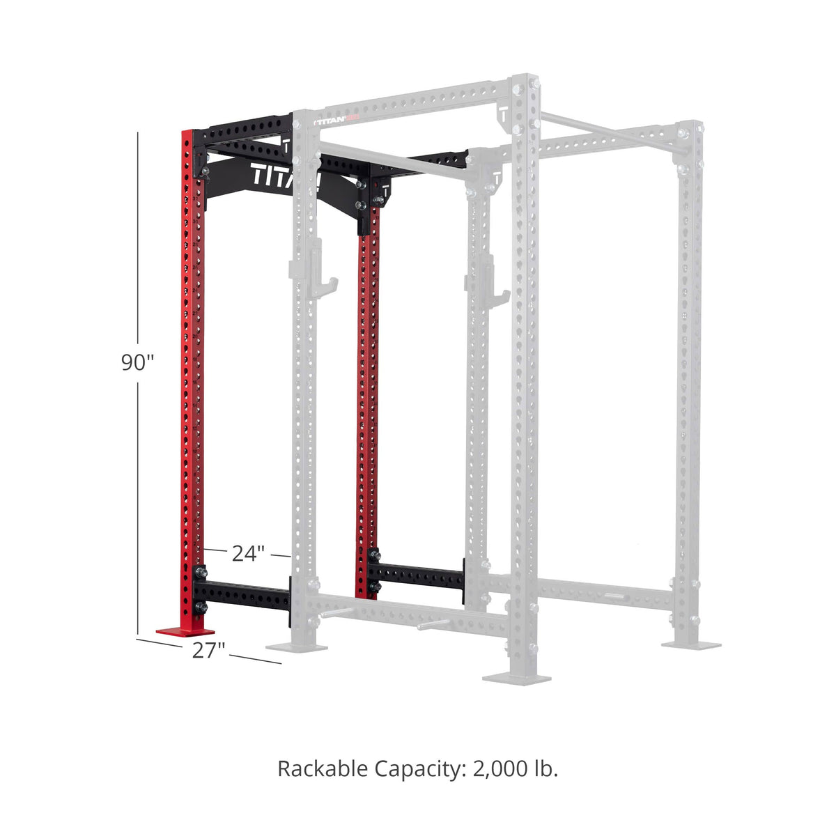 TITAN Series 24" Extension Kit - Extension Color: Red - Extension Height: 90" - Crossmember: Crossmember Nameplate | Red / 90" / Crossmember Nameplate