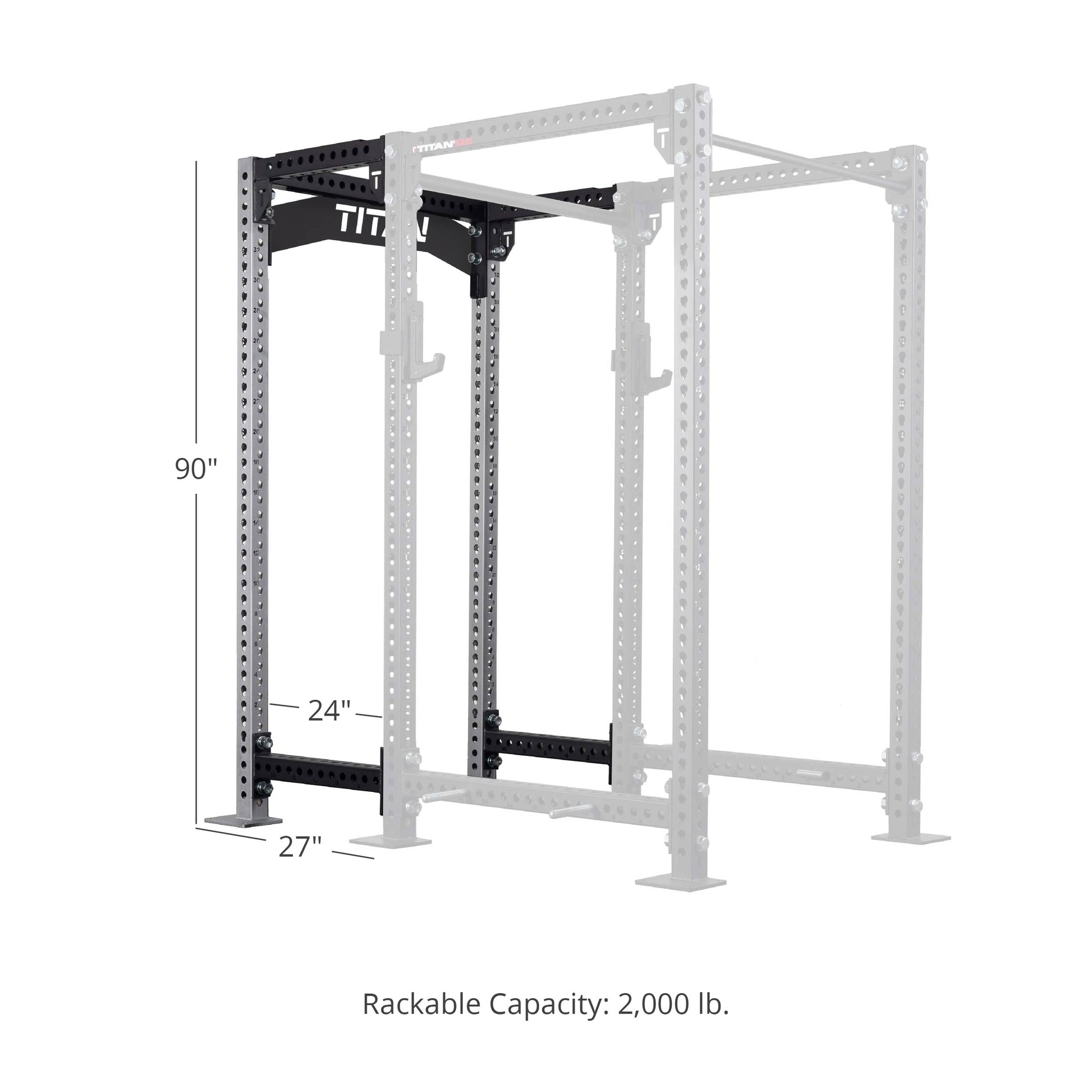 TITAN Series 24" Extension Kit - Extension Color: Silver - Extension Height: 90" - Crossmember: Crossmember Nameplate | Silver / 90" / Crossmember Nameplate