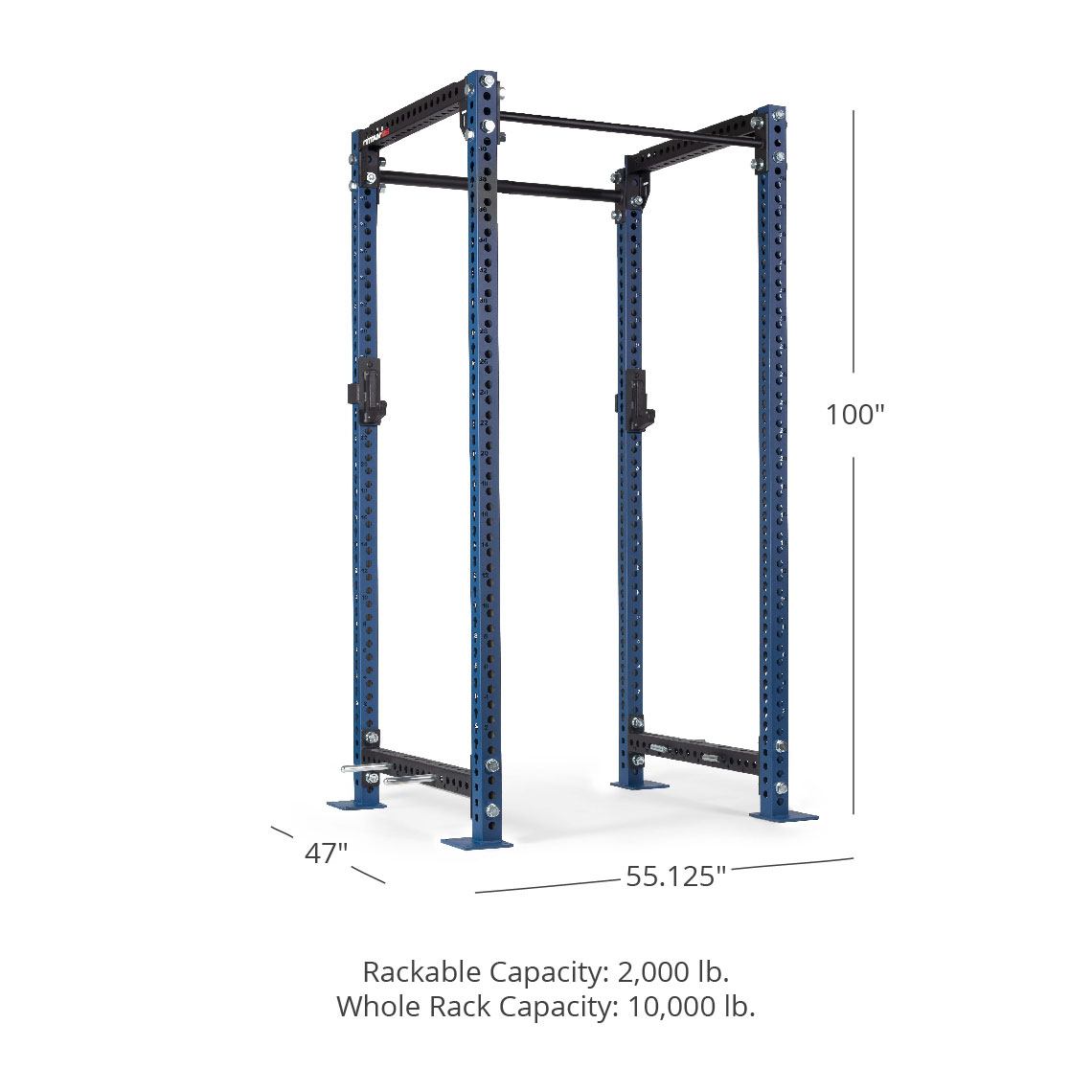 TITAN Series Power Rack - 90", 53", 55.125" Rackable Capacity: 2,000 lb Whole Rack Capacity: 10,000 lb. | Navy / 2” Fat Pull-Up Bar / Sandwich J-Hooks - view 42
