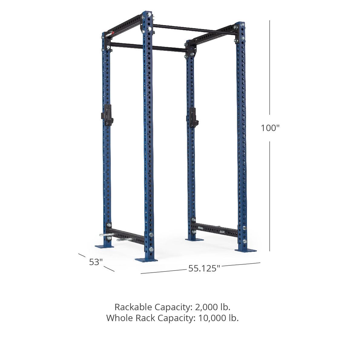 TITAN Series Power Rack - 90", 53", 55.125" Rackable Capacity: 2,000 lb Whole Rack Capacity: 10,000 lb. | Navy / 2” Fat Pull-Up Bar / Sandwich J-Hooks - view 43