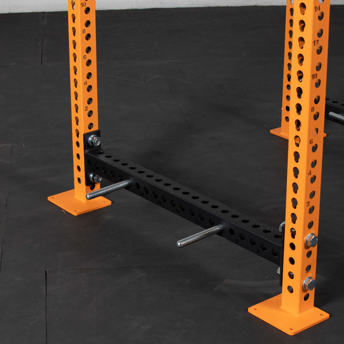 TITAN Series Power Rack - 2" Side Hole Spacing Throughout Entire Rack | Orange / 2” Fat Pull-Up Bar / Sandwich J-Hooks