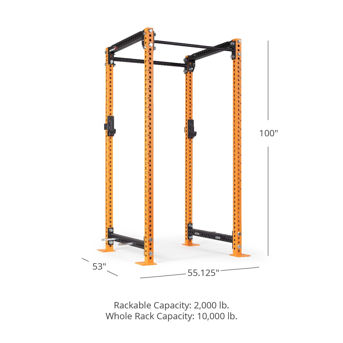 TITAN Series Power Rack - Bolt Down Options | Orange / 2” Fat Pull-Up Bar / Sandwich J-Hooks - view 49