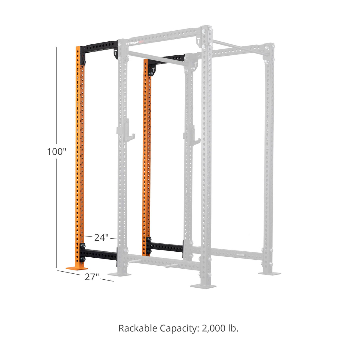 TITAN Series 24" Extension Kit - Extension Color: Orange - Extension Height: 100" - Crossmember: None | Orange / 100" / None - view 104