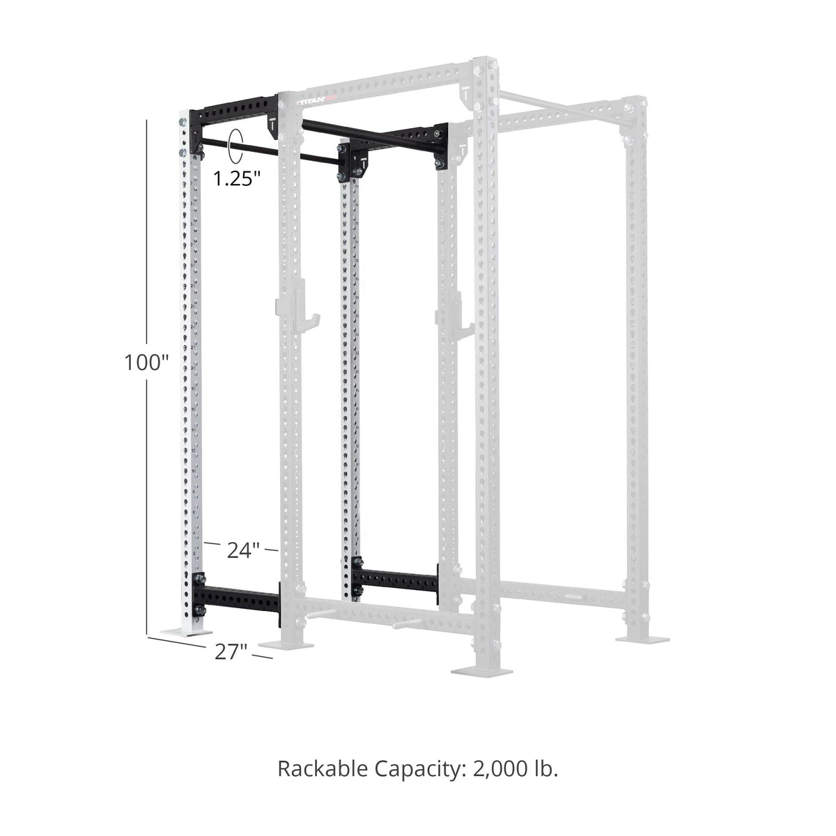TITAN Series 24" Extension Kit - Extension Color: White - Extension Height: 100" - Crossmember: 1.25" Pull-Up Bar | White / 100" / 1.25" Pull-Up Bar