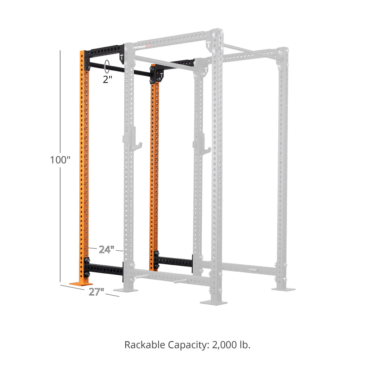 TITAN Series 24" Extension Kit - Extension Color: Orange - Extension Height: 100" - Crossmember: 2" Fat Pull-Up Bar | Orange / 100" / 2" Fat Pull-Up Bar