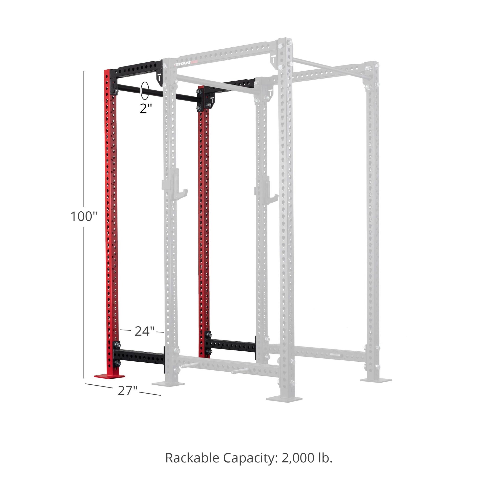 TITAN Series 24" Extension Kit - Extension Color: Red - Extension Height: 100" - Crossmember: 2" Fat Pull-Up Bar | Red / 100" / 2" Fat Pull-Up Bar