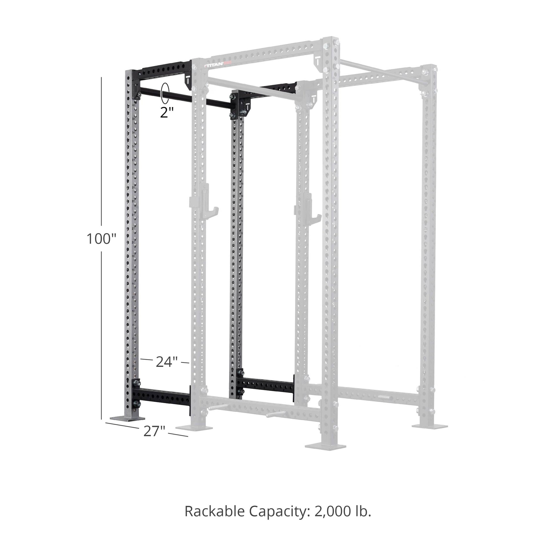 TITAN Series 24" Extension Kit - Extension Color: Silver - Extension Height: 100" - Crossmember: 2" Fat Pull-Up Bar | Silver / 100" / 2" Fat Pull-Up Bar