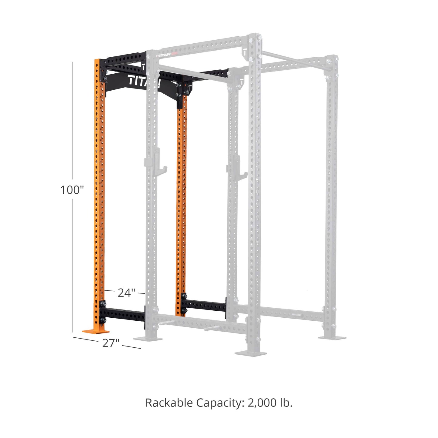 TITAN Series 24" Extension Kit - Extension Color: Orange - Extension Height: 100" - Crossmember: Crossmember Nameplate | Orange / 100" / Crossmember Nameplate - view 119
