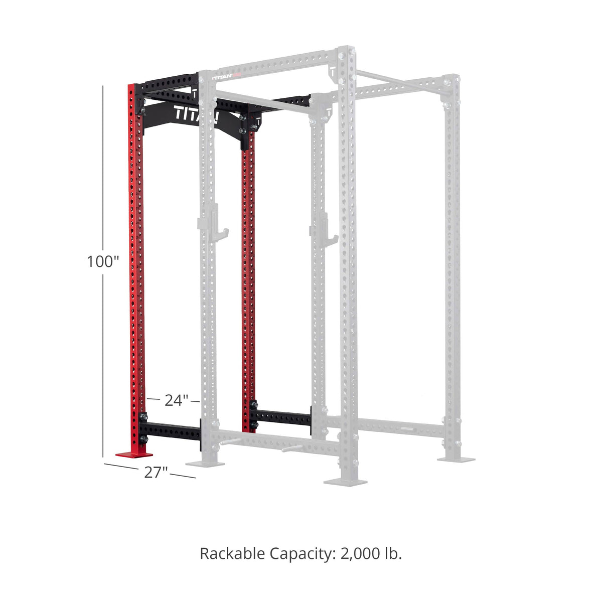 TITAN Series 24" Extension Kit - Extension Color: Red - Extension Height: 100" - Crossmember: Crossmember Nameplate | Red / 100" / Crossmember Nameplate - view 159