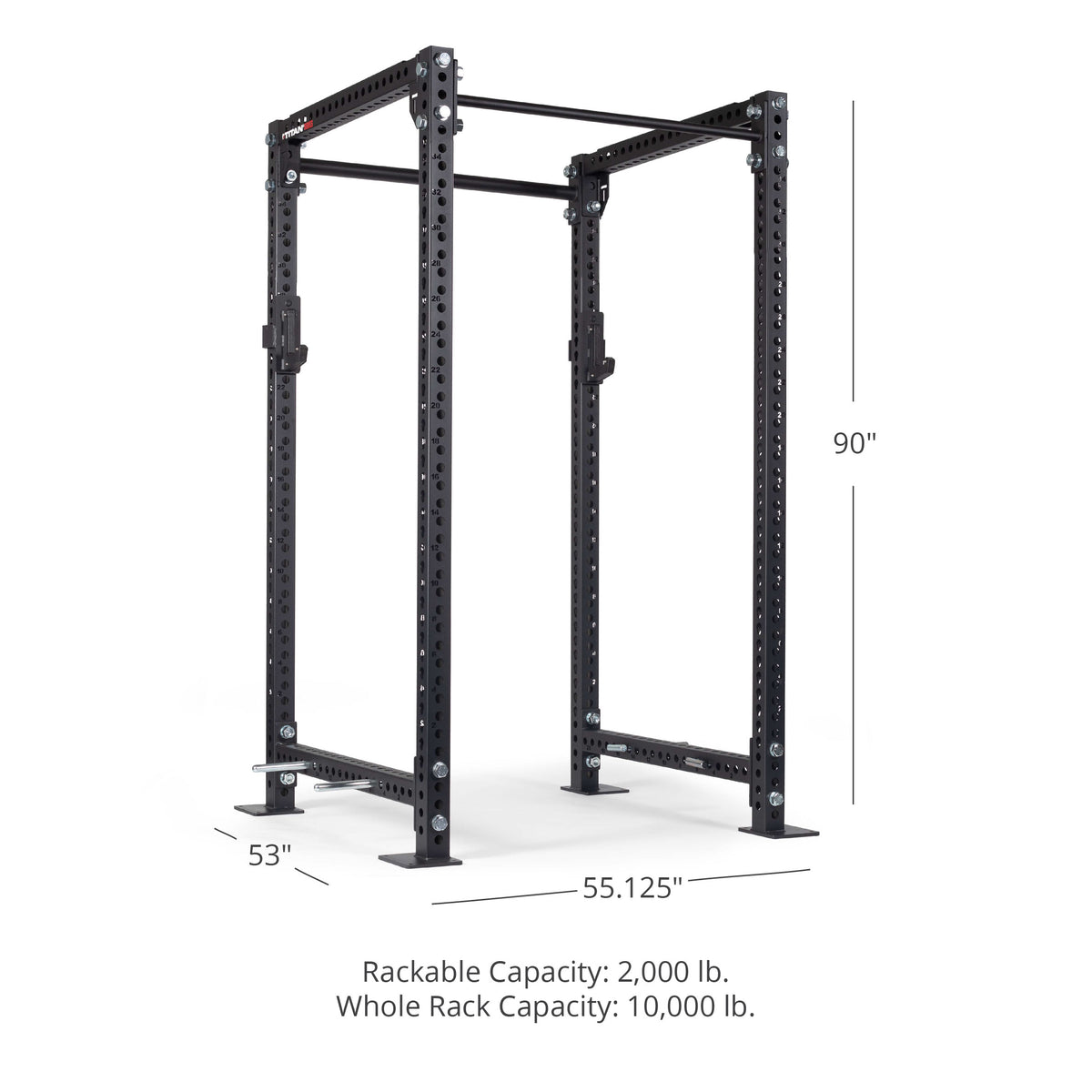 TITAN Series Power Rack - Included: (4) Band Pegs | Black / 2” Fat Pull-Up Bar / No J-Hooks - view 5