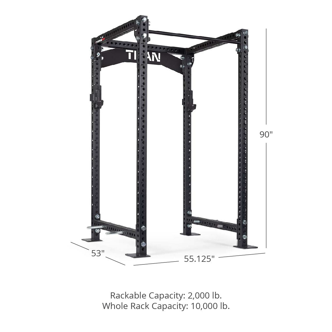 TITAN Series Power Rack - Bolt Down Options | Black / Crossmember Nameplate / No J-Hooks