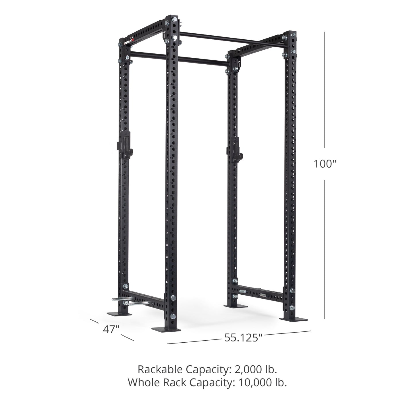 TITAN Series Power Rack - Included: (4) Band Pegs | Black / 2” Fat Pull-Up Bar / No J-Hooks - view 5
