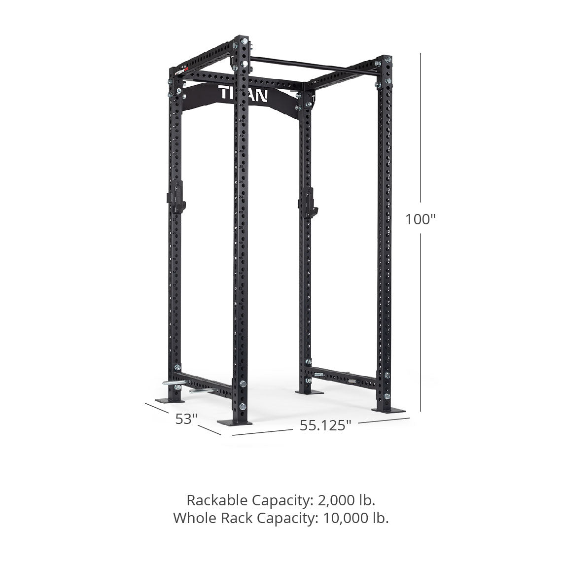 TITAN Series Power Rack - Bolt Down Options | Black / Crossmember Nameplate / No J-Hooks