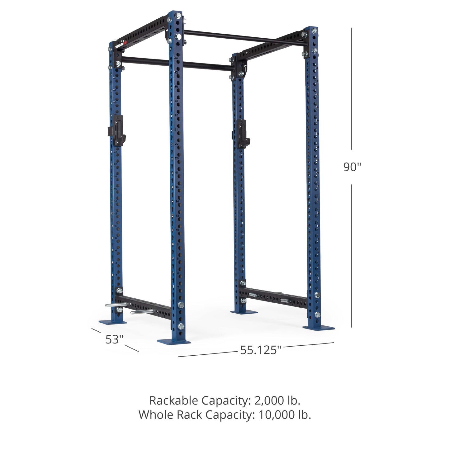 TITAN Series Power Rack - Bolt Down Options | Navy / 2” Fat Pull-Up Bar / No J-Hooks - view 10