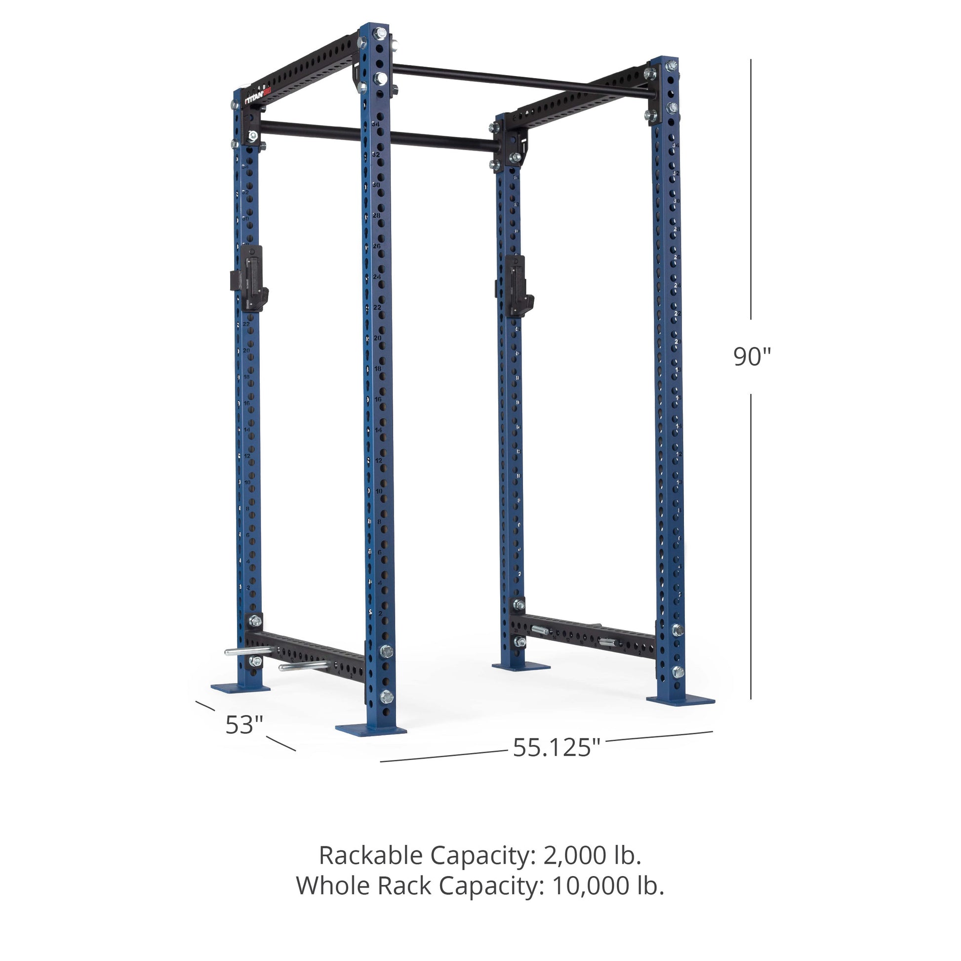 TITAN Series Power Rack - Bolt Down Options | Navy / 2” Fat Pull-Up Bar / No J-Hooks