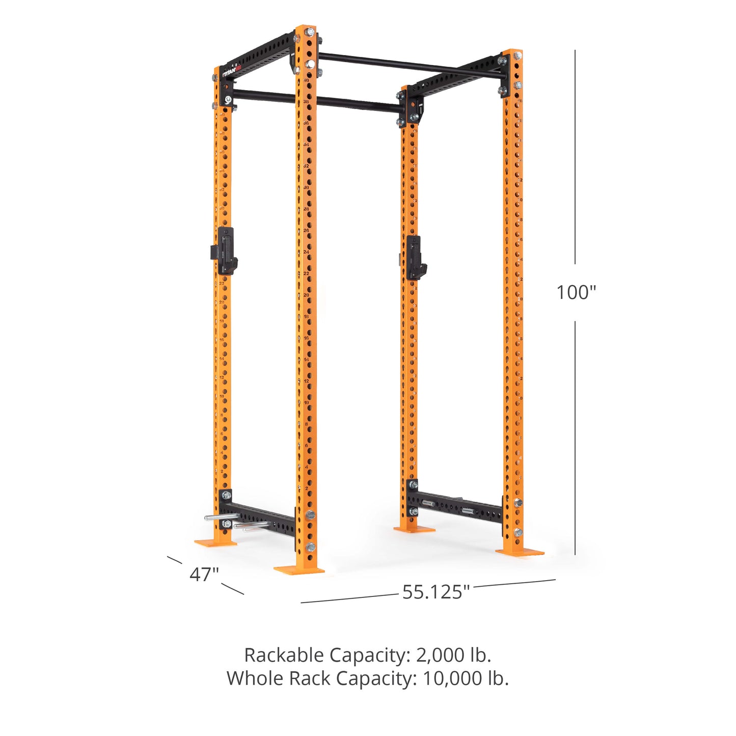 TITAN Series Power Rack - Included: (4) Band Pegs | Orange / 2” Fat Pull-Up Bar / No J-Hooks - view 16