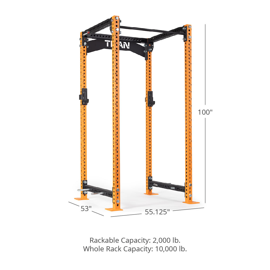 TITAN Series Power Rack - Shown With 36" Depth Rack | Orange / Crossmember Nameplate / No J-Hooks - view 117