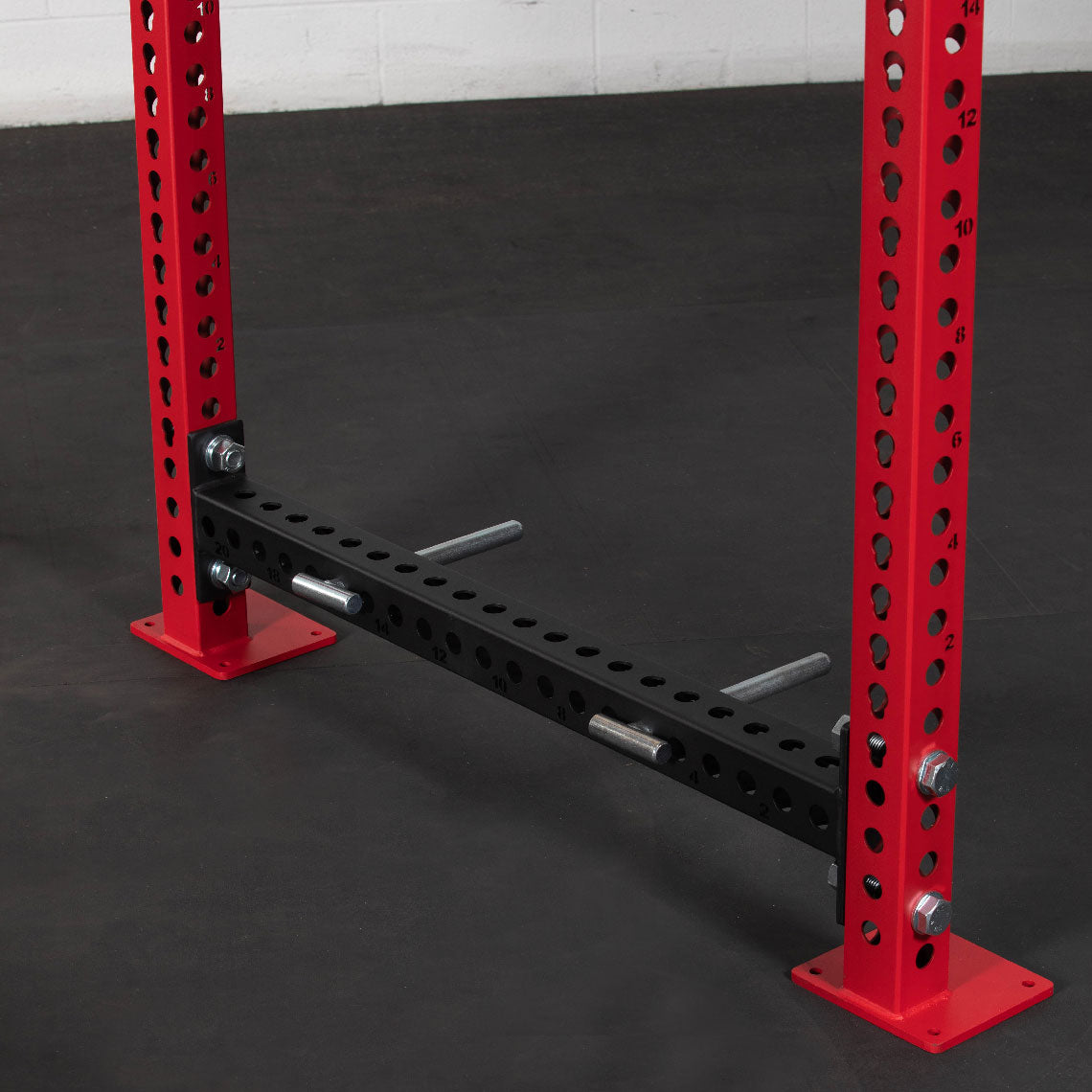 TITAN Series Power Rack - 2" Side Hole Spacing Throughout Entire Rack | Red / 2” Fat Pull-Up Bar / No J-Hooks - view 19