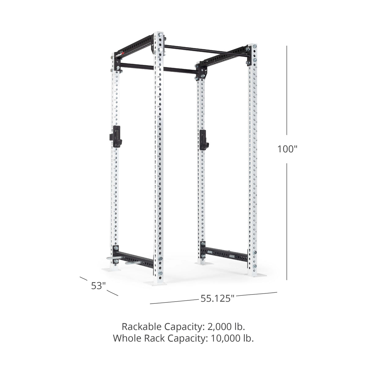 TITAN Series Power Rack - Bolt Down Options | White / 2” Fat Pull-Up Bar / No J-Hooks - view 31