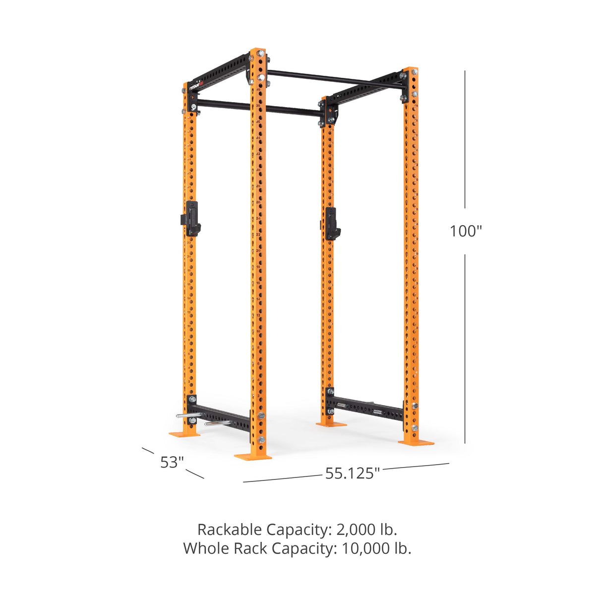 TITAN Series Power Rack - Bolt Down Options | Orange / 2” Fat Pull-Up Bar / Roller J-Hooks - view 85