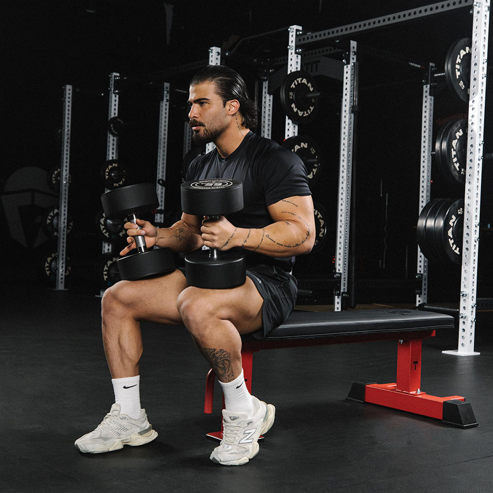 Elite Series Single Post Flat Bench | Red