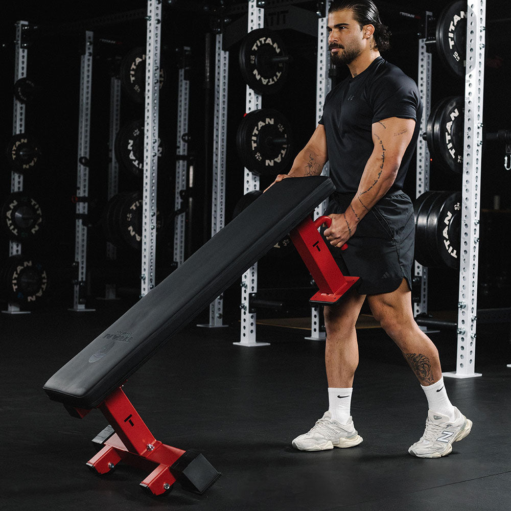 Elite Series Single Post Flat Bench | Red - view 20