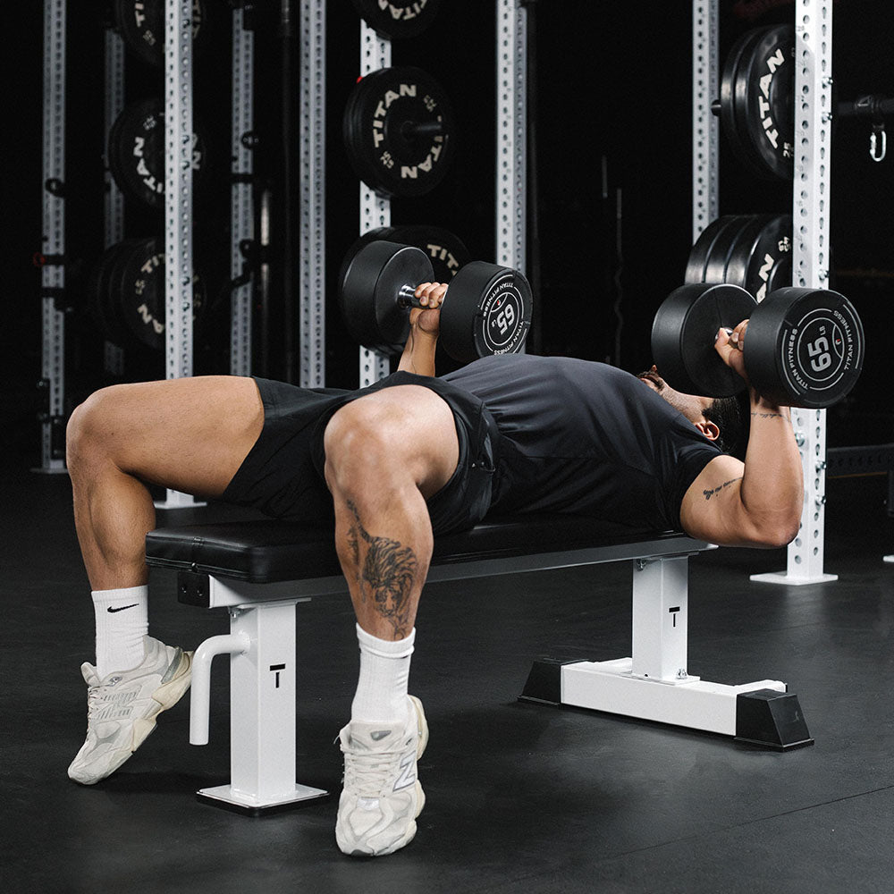 Elite Series Single Post Flat Bench | White