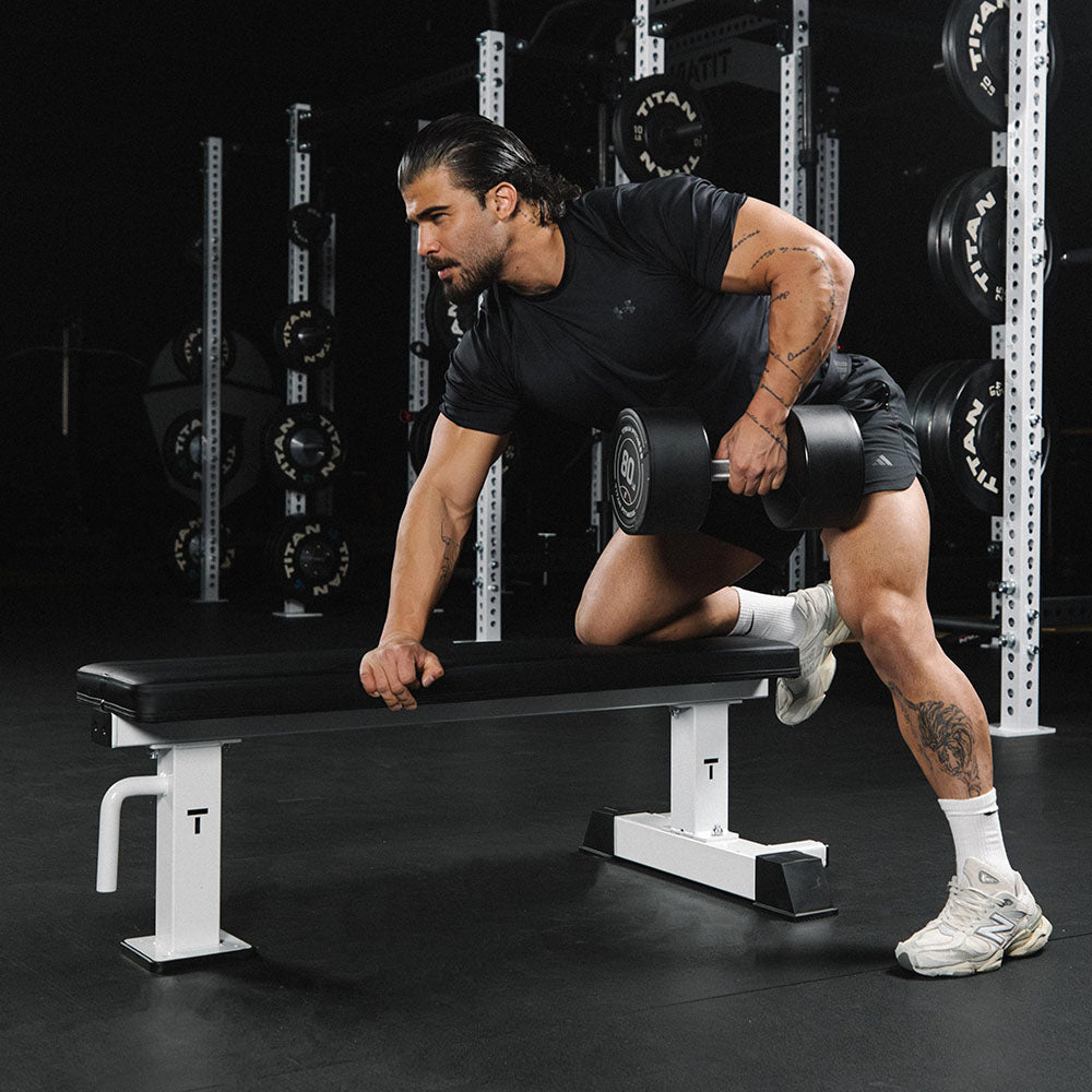 Elite Series Single Post Flat Bench | White - view 39