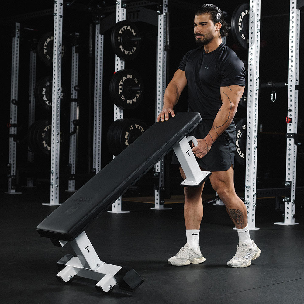 Elite Series Single Post Flat Bench | White
