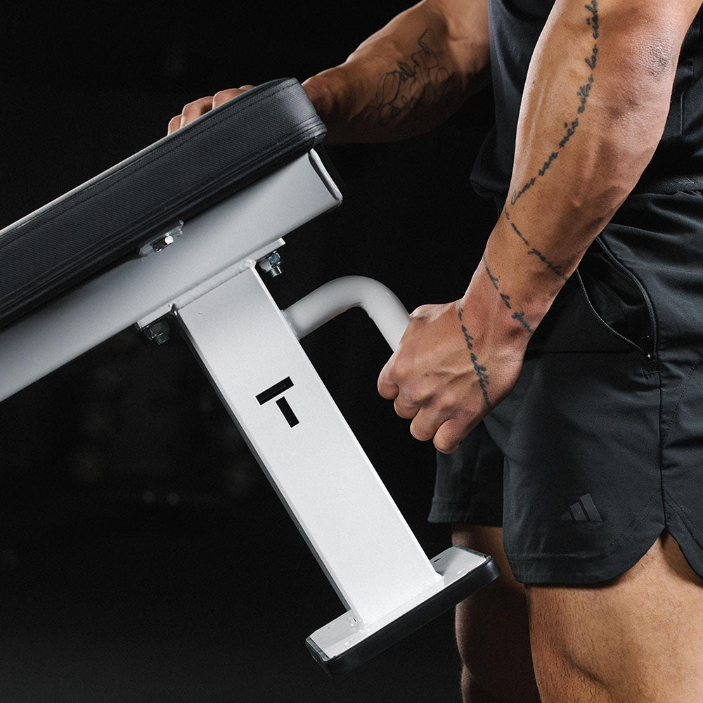 Elite Series Single Post Flat Bench | White - view 45