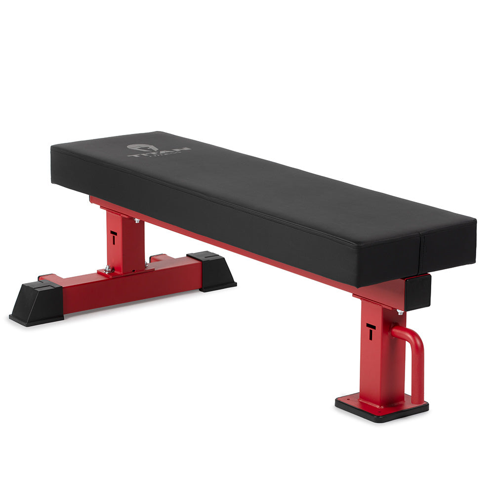 TITAN Series Single Post Flat Bench | Red
