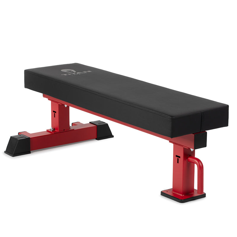 TITAN Series Single Post Flat Bench | Red