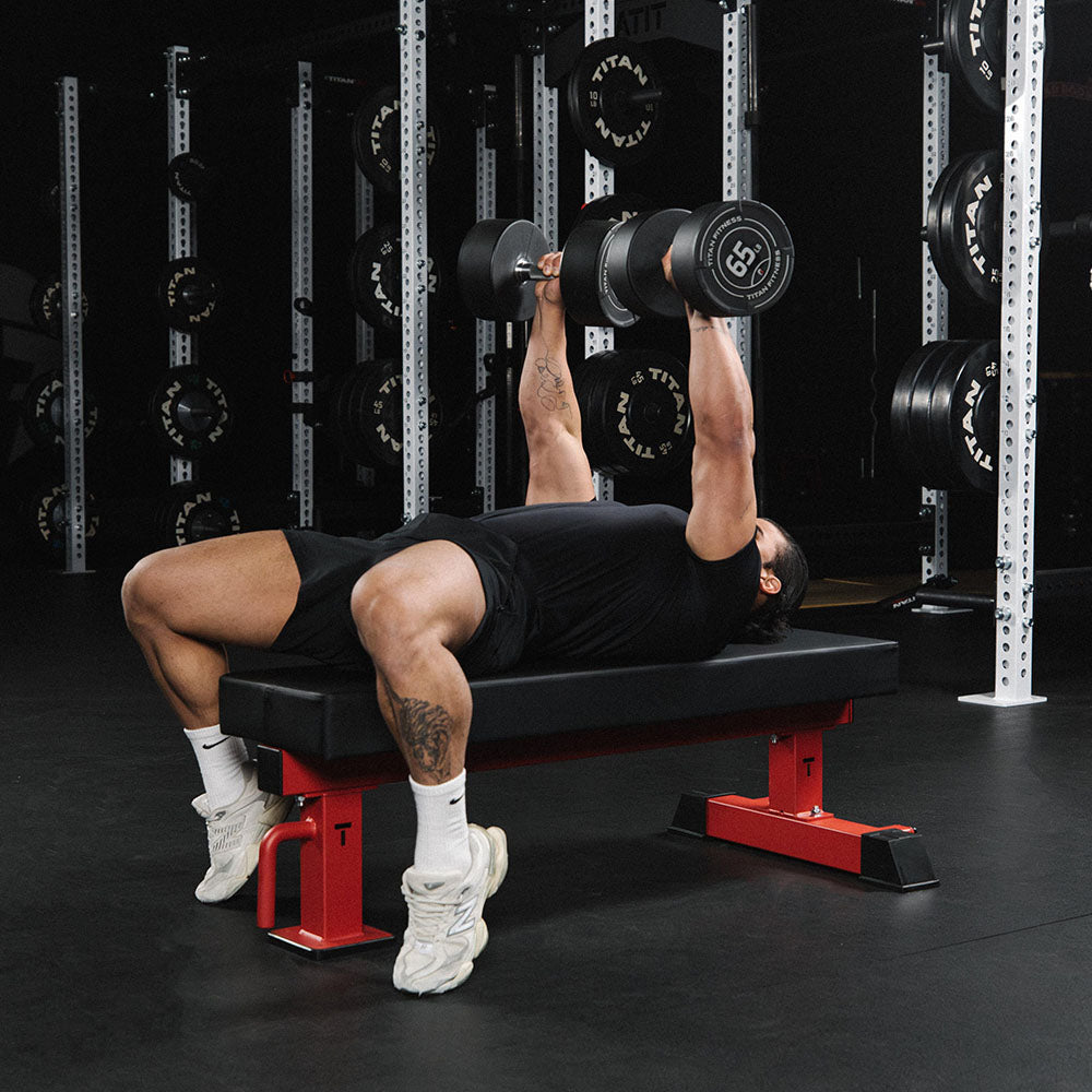 TITAN Series Single Post Flat Bench | Red