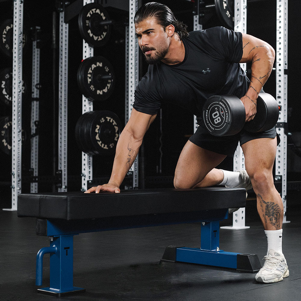 TITAN Series Single Post Flat Bench | Navy - view 26