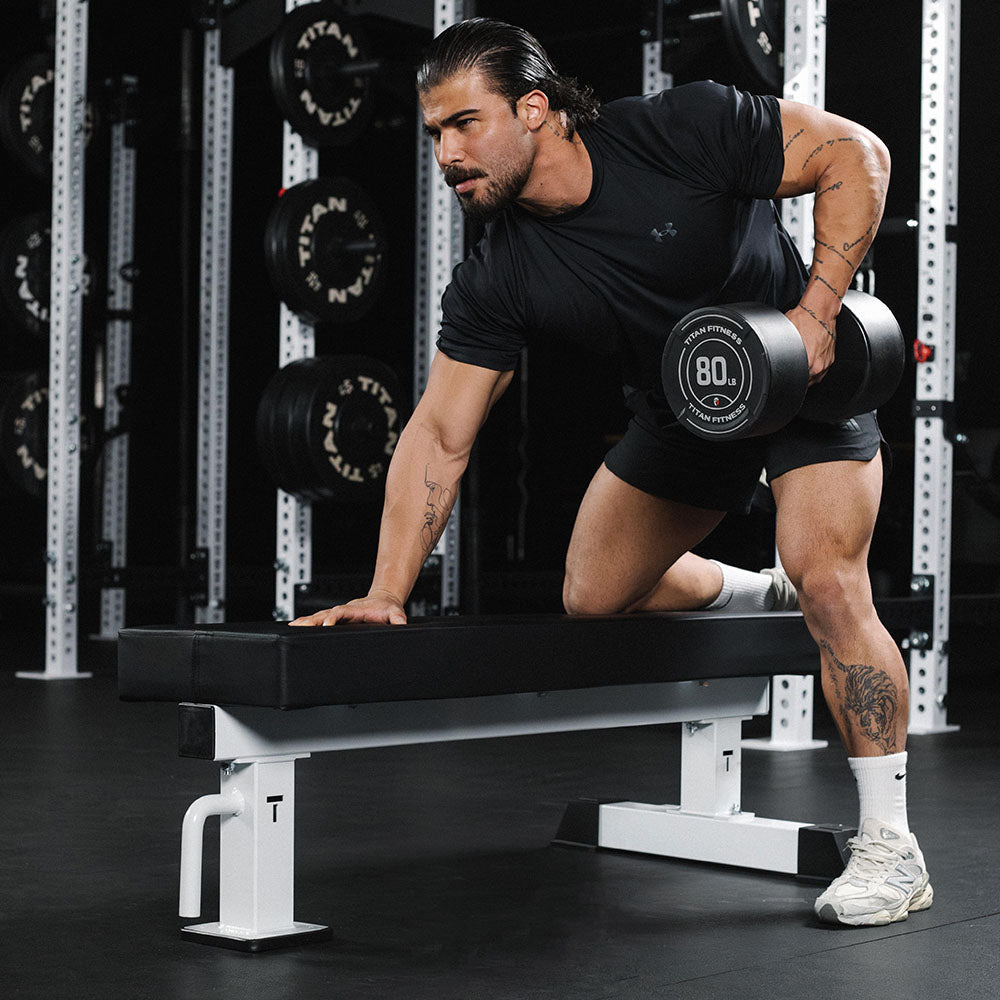TITAN Series Single Post Flat Bench | White - view 38