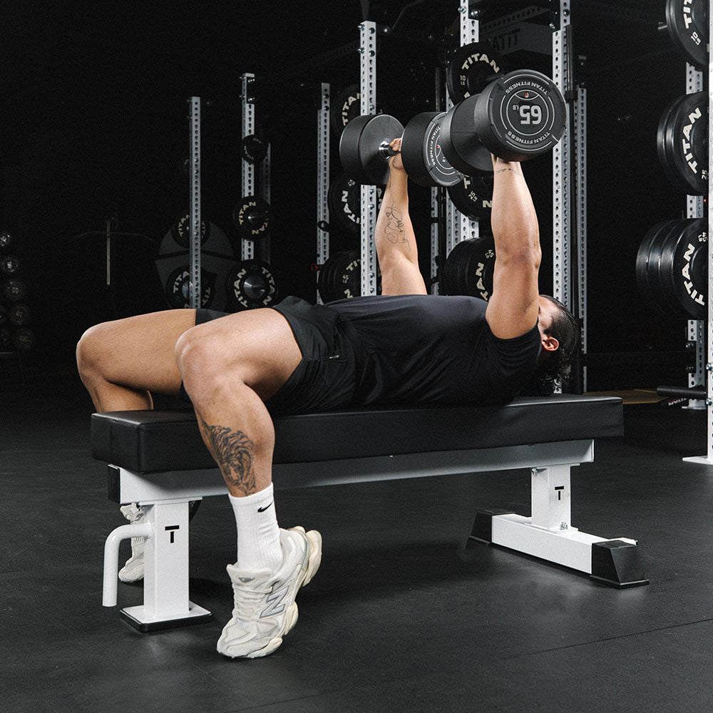 TITAN Series Single Post Flat Bench | White - view 41