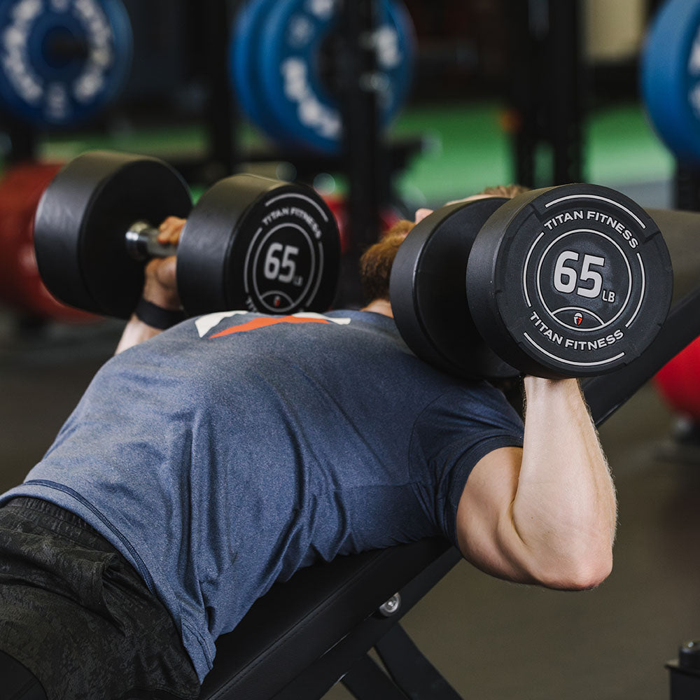 55 LB - 75 LB Set Round Urethane Dumbbells