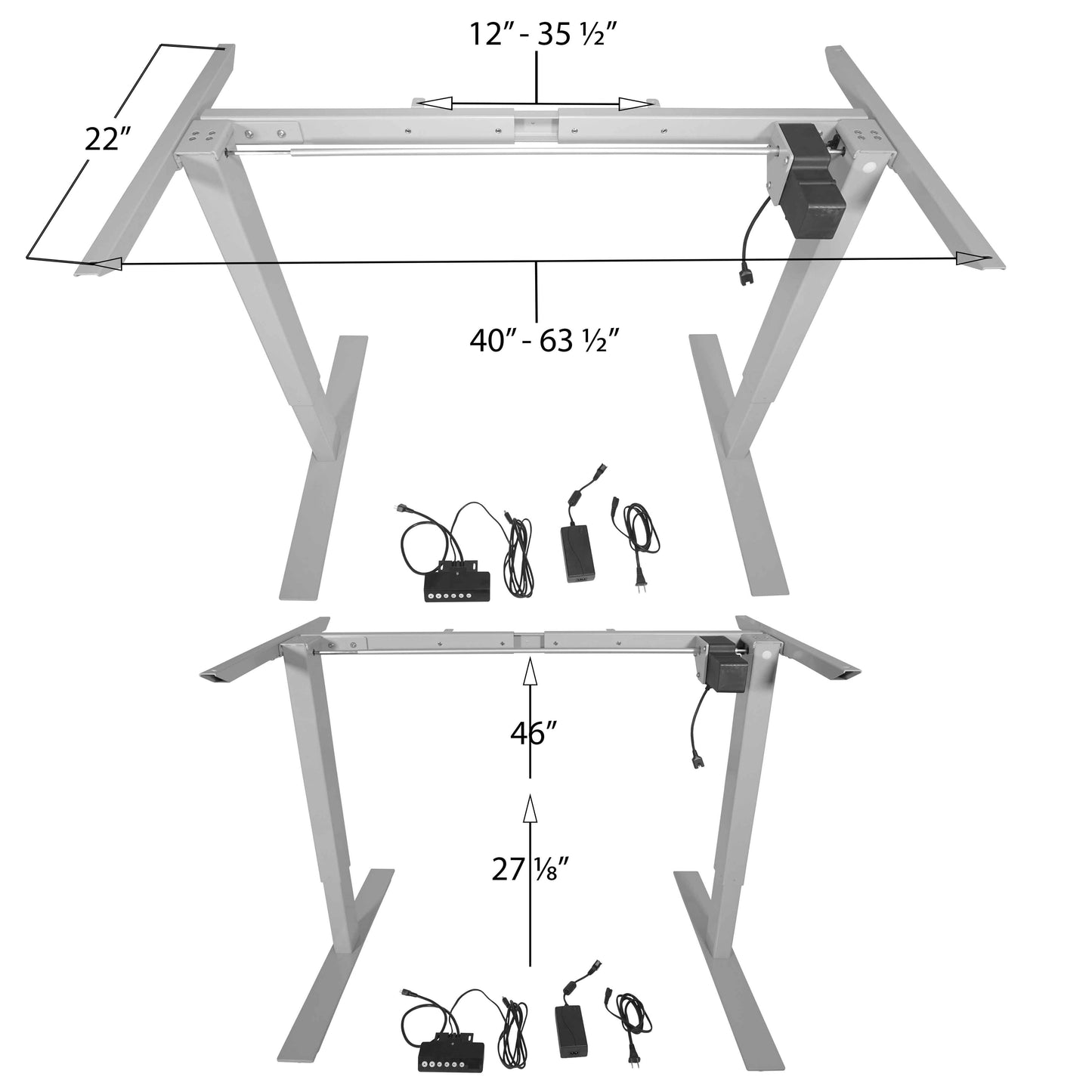 Single Motor Electric Adjustable Height A2 Sit-Stand Desk - view 12