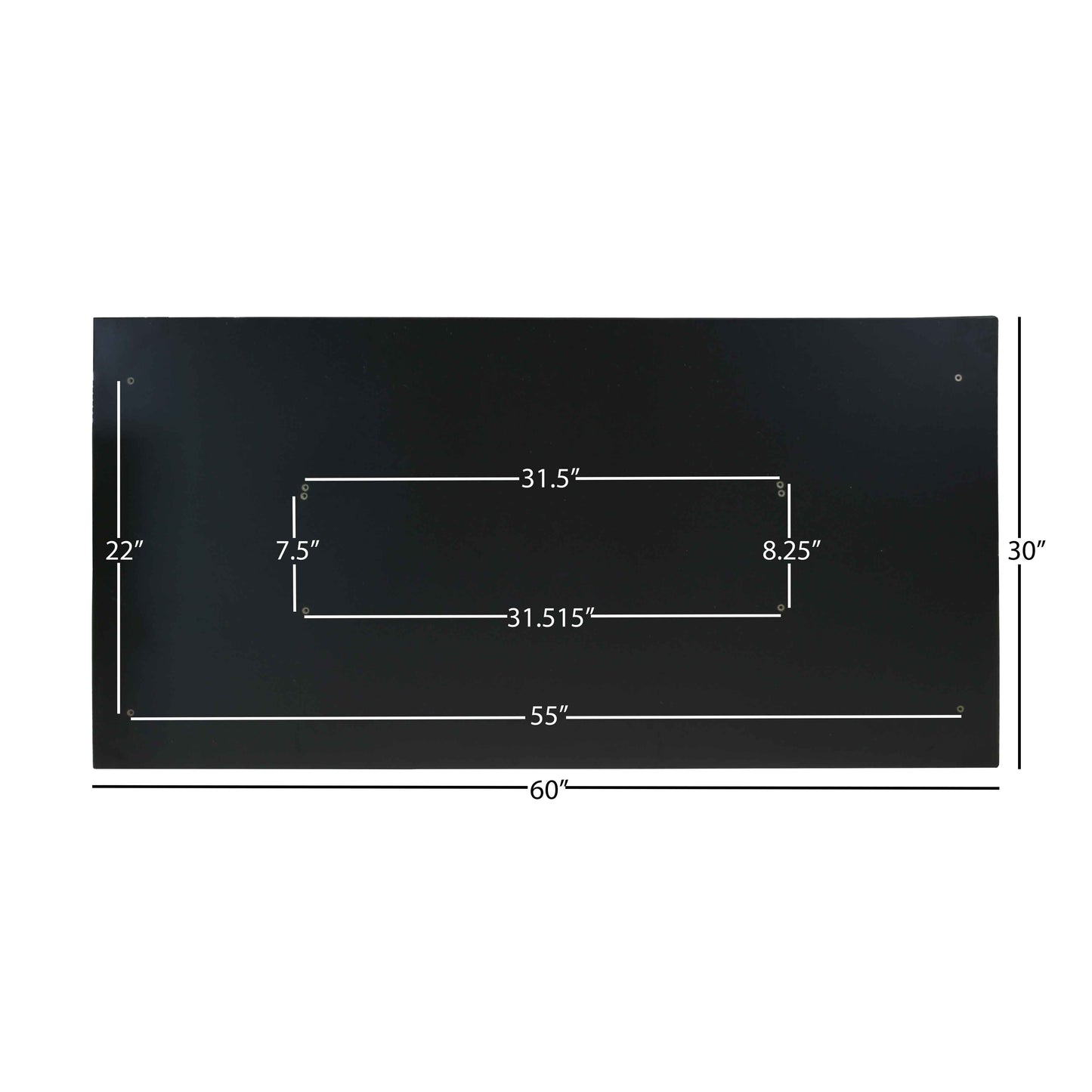 Universal Desk Top - 30" x 60" Black - view 2