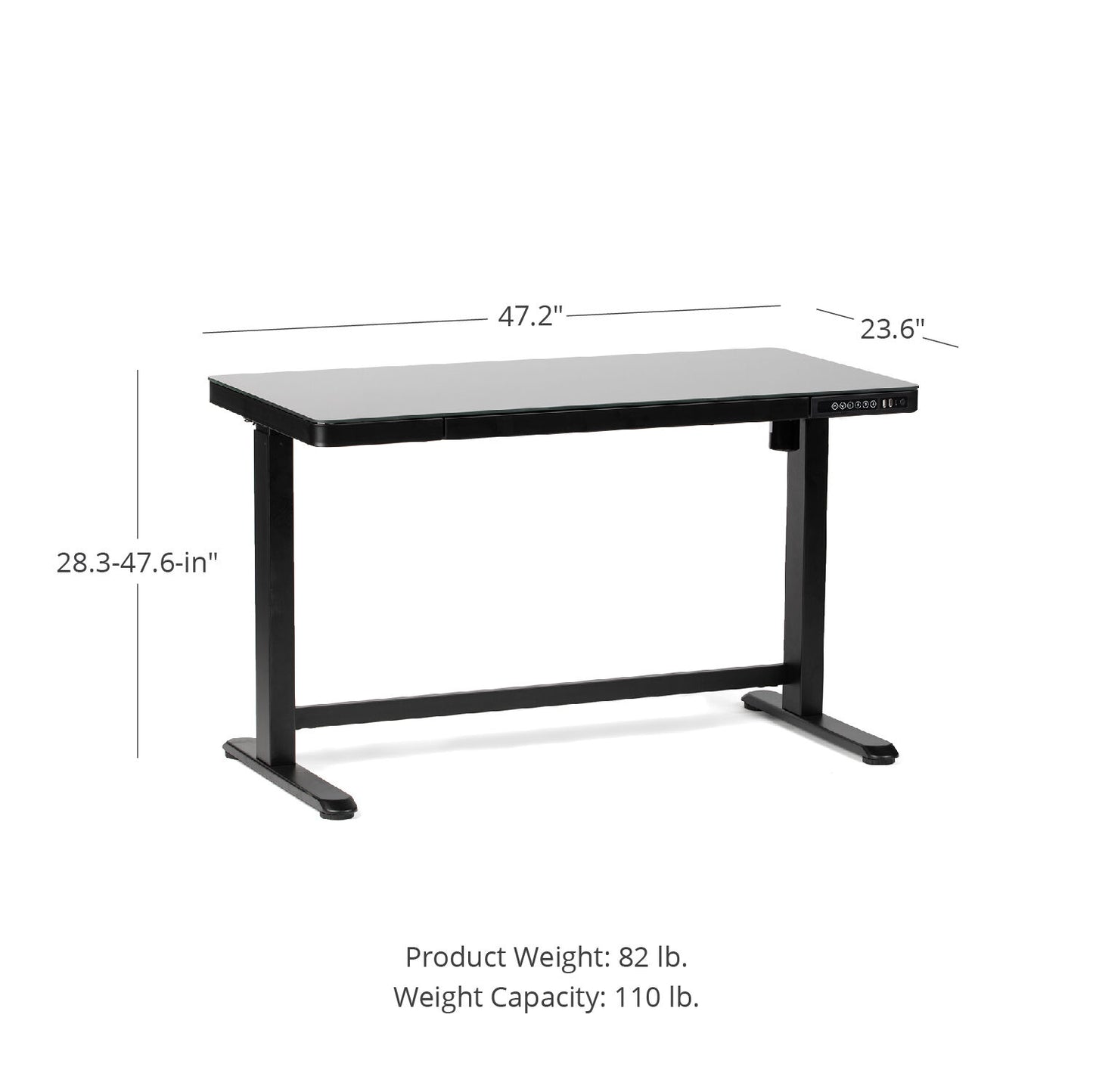 SCRATCH AND DENT - Titan Adjustable Glass Top Standing Desk - FINAL SALE - view 9