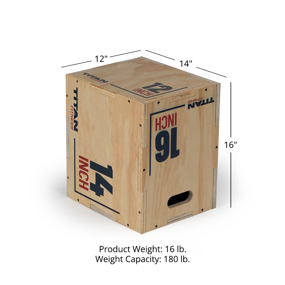 Youth 3-in-1 Wooden Plyometric Box – 12" x 14" x 16"