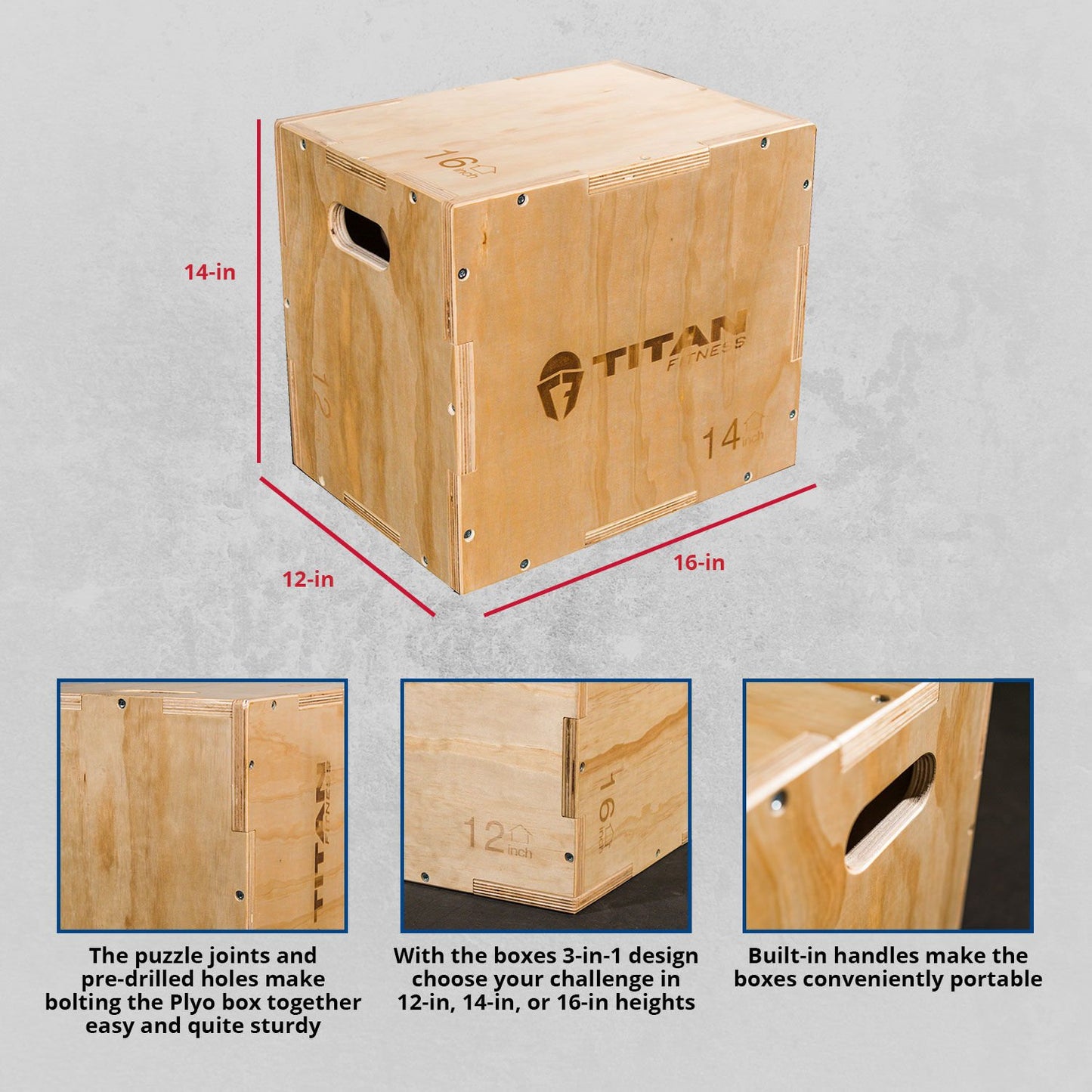 Scratch and Dent - 3-in-1 Wooden Plyometric Box - 12" 14" 16" - FINAL SALE - view 2