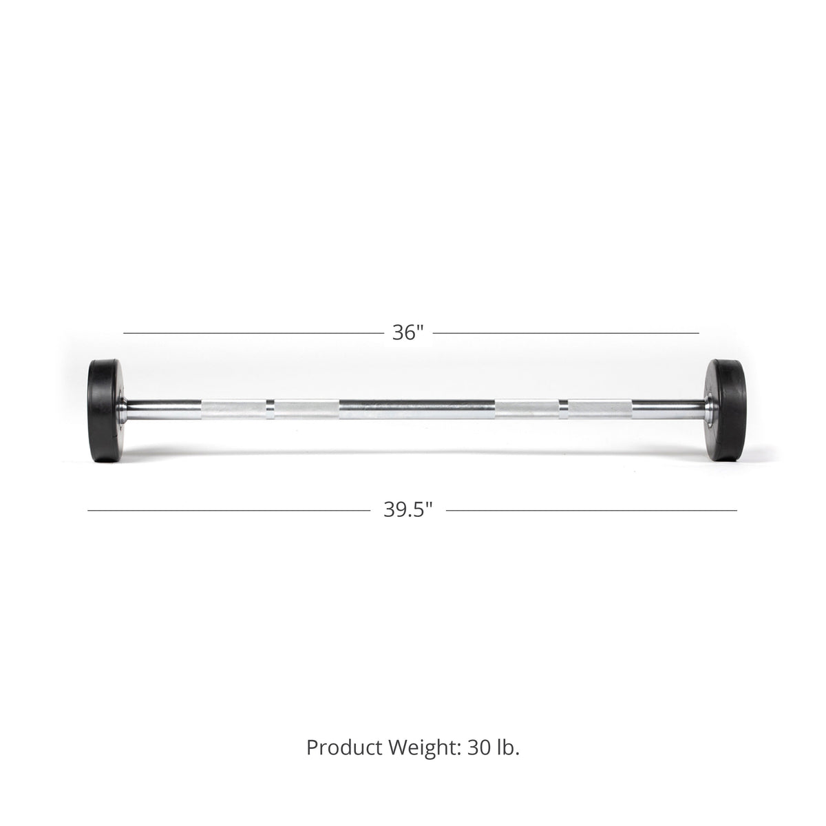 Scratch and Dent - Rubber Fixed Barbell | Straight | 30 LB - FINAL SALE - view 5
