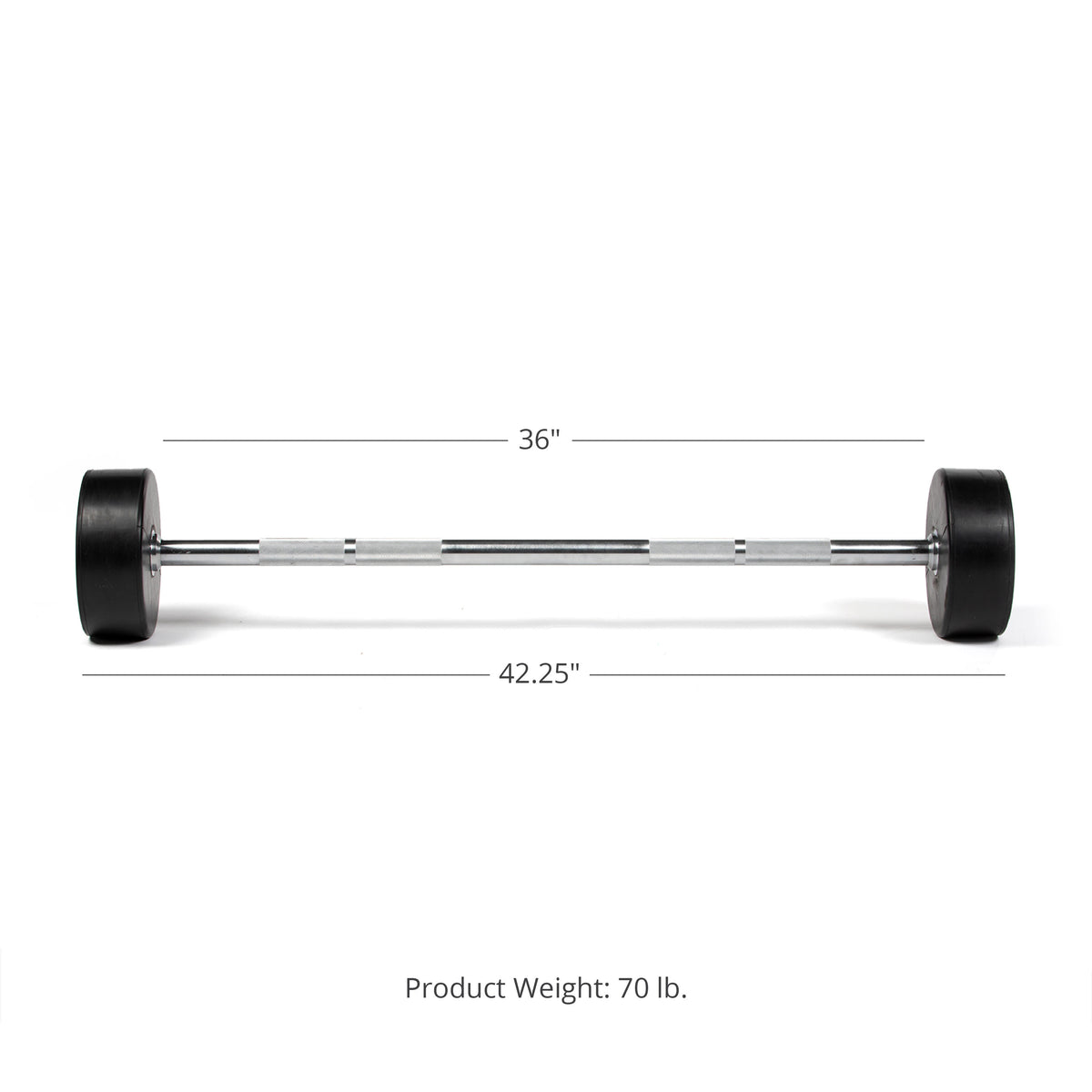 Scratch and Dent - Rubber Fixed Barbell | Straight | 70 LB - FINAL SALE - view 2