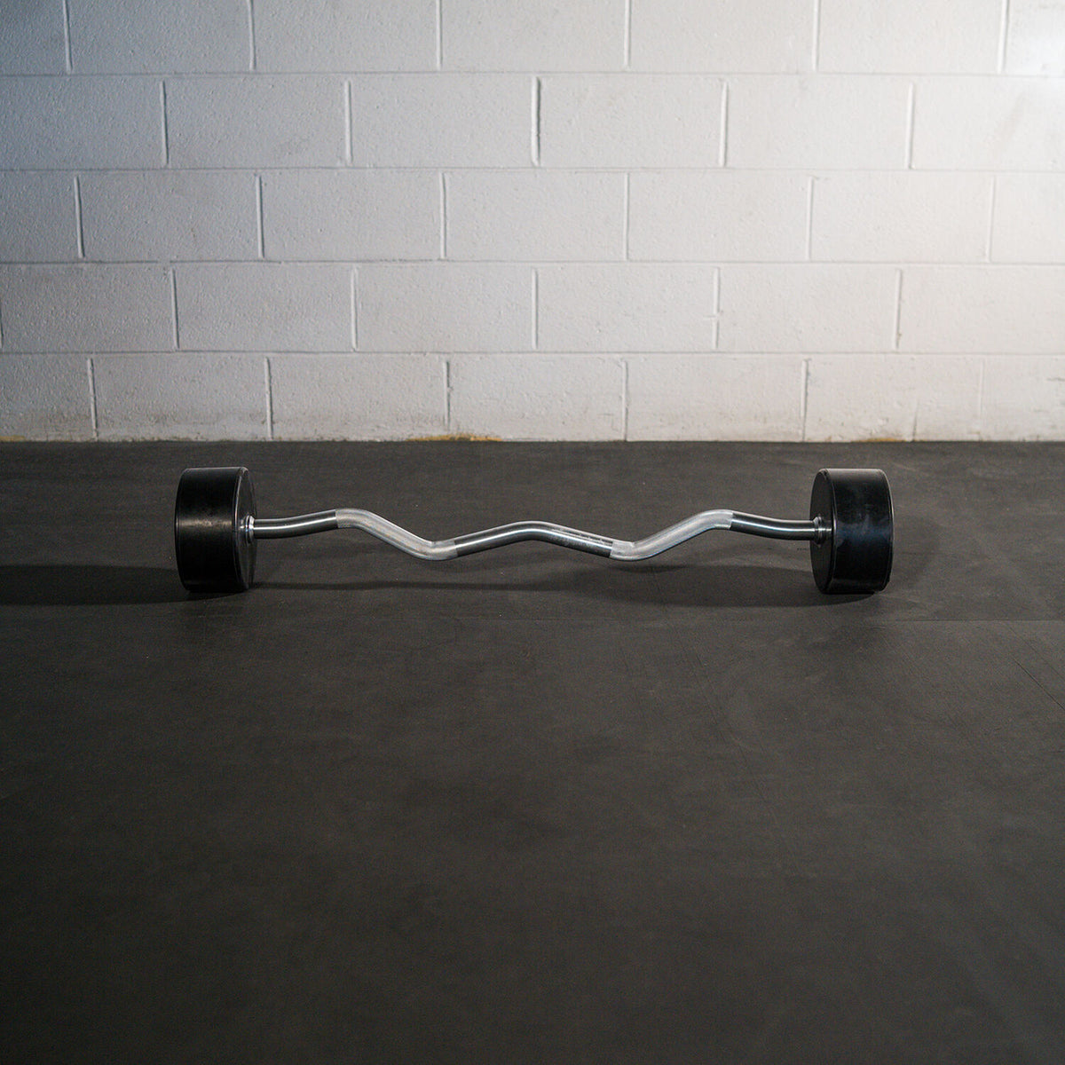 Scratch and Dent - Rubber Fixed Barbell – EZ Curl – 90 LB - FINAL SALE